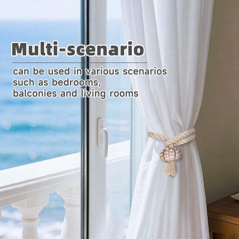 Xinally Hand Woven Curtain Tiebacks,2 PCS Sea Urchin Curtain Holdbacks, Mediterranean Style Curtains Ties for Indoor Outdoor Drapes Decorative (Sea Urchin) - Image 5